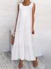 2025 European Summer Cotton Linen Sleeveless Loose Fit Plus Size Dress