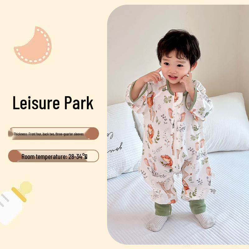 Bamboo Fiber Infant Sleeping Bag - Summer Anti-Kick Gauze Pajamas for Babies