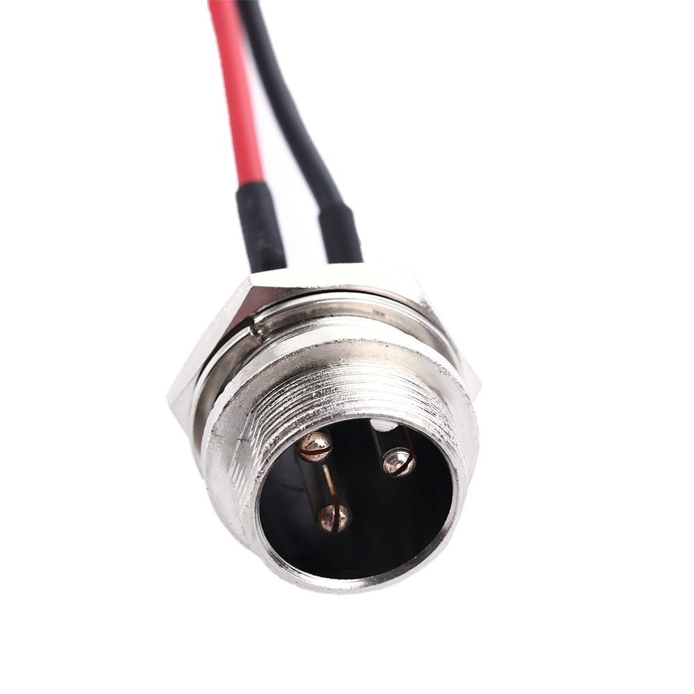 Three-hole Round Head 3 Pin Prong Charging Port Jack Socket Inline Connector Battery Charging