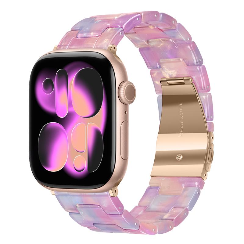 Luxusní pryskyřičný řemínek pro Apple Watch Ultra 3 2 49mm 11 10 42mm 46mm Článkový náramek Iwatch Series 9 7 8 6 5 SE3 45mm 41mm 40mm 44mm