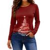 Женская модная повседневная свободная футболка с принтом и круглым вырезом с разрезом и длинным рукавом, женский топ