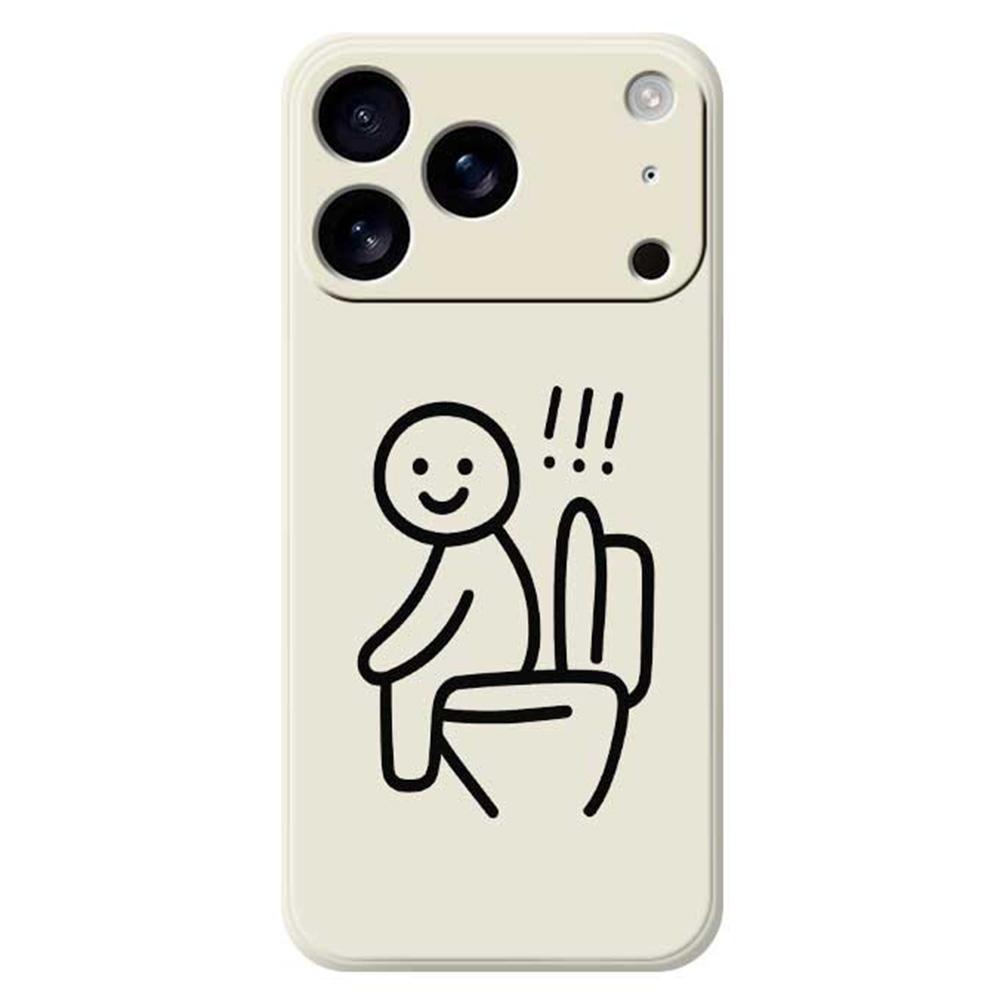 For iPhone 17 Pro Case Stickman Toilet Pattern Printing Straight Edge TPU Phone Back Cover