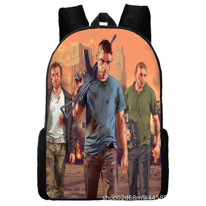 Grand Theft Auto Grand Theft Auto Peripheral Animation Backpack Men's and Women's School Bags