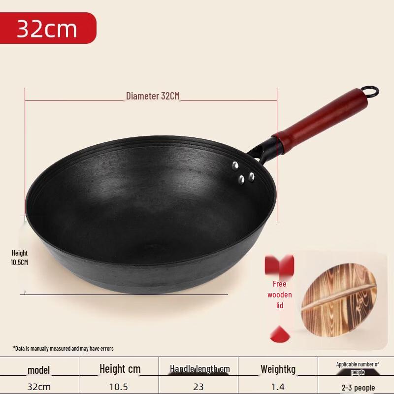 Traditional Uncoated Cast Iron Round Bottom Wok
