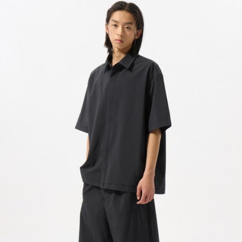 Customellow Black Toray Woven Half Shirt Cwsam25304bkx