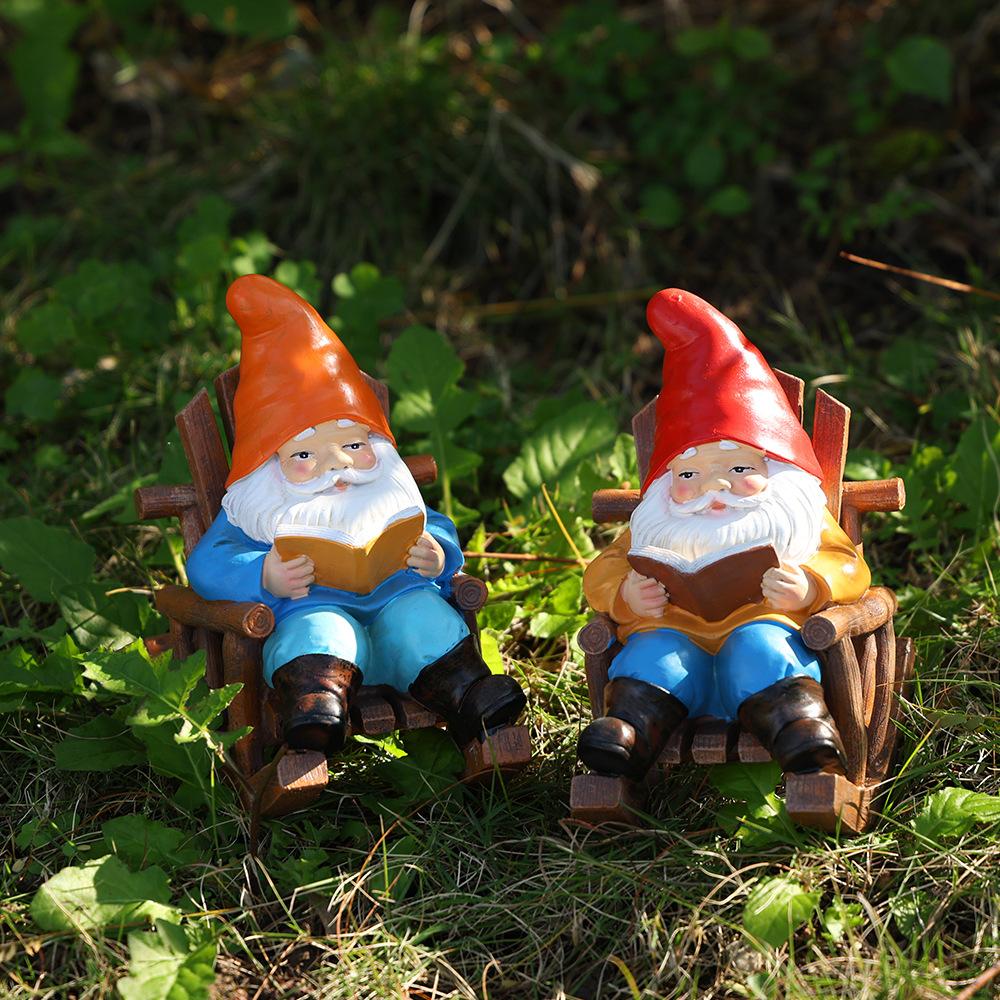 New Style Recliner Reading Goblin Ornaments Casual Home Desktop Dwarf Dwarf Resin Craft Decoration
