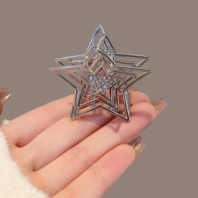 

1 шт. Модные геометрические заколки для волос в виде полой пентаграммы с полными бриллиантами для женщин и девушек, аксессуары для волос для вечеринок