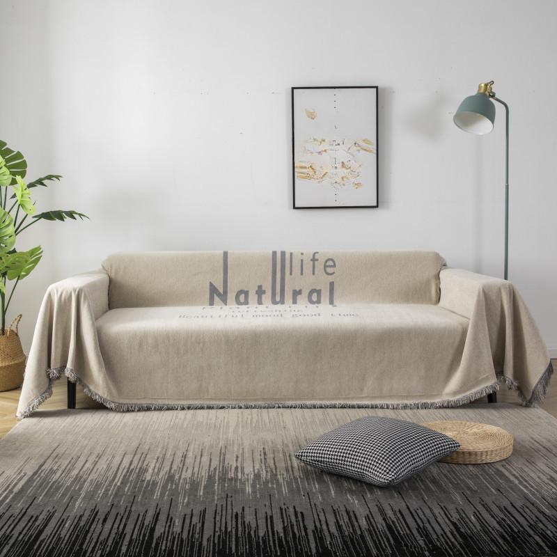 

Four Seasons Chenille Printed Letter Cover Towel Non-Slip Sofa Cover Towel Full Covered Nordic Simple Design 130*180