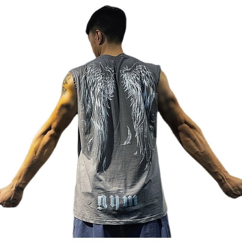 

Мужская мода с принтом крыльев безрукавки Летний негабаритный спортивный мужской жилет XL