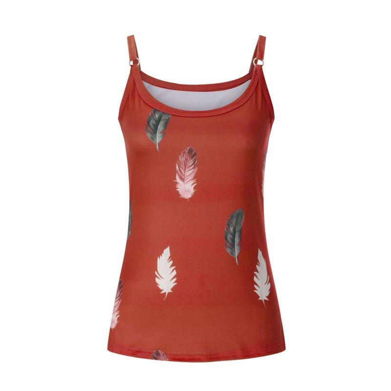 Summer Sleeveless Feather Printed Loose Women Tank Tops Fashion Plus Size Casual Vest Simple Office Ladies Blouse Female Camisole Women's Clothing