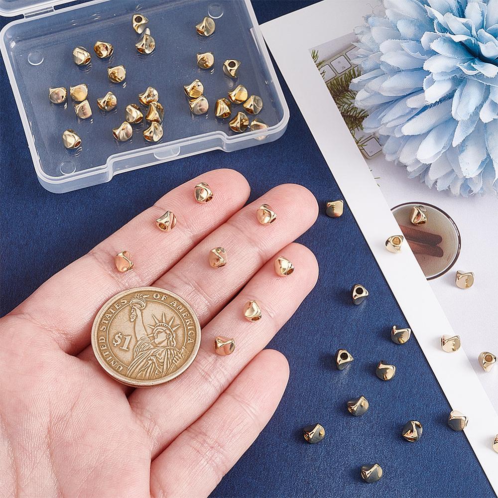 50Pcs Brass Spacer Beads, Long-Lasting Plated, Triangle, Real 24K Gold Plated, 4.5x4.5mm, Hole: 1.8mm