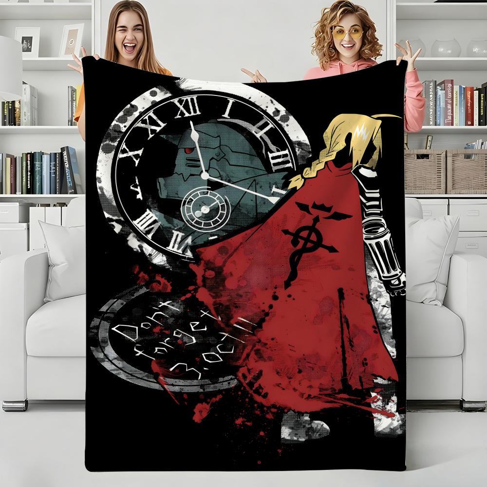 Anime F-Fullmetal Alchemist Throw Flannel Blanket Perfect for Sofa Office Bed Travel Sleep Read Relax Camping Four Season Use