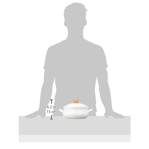 Nodahoro 20cm Enamel Casserole, Gas/IH Compatible, Double-Handled Pot with Excellent Heat Retention, Made In Japan, Porchka PO-20W