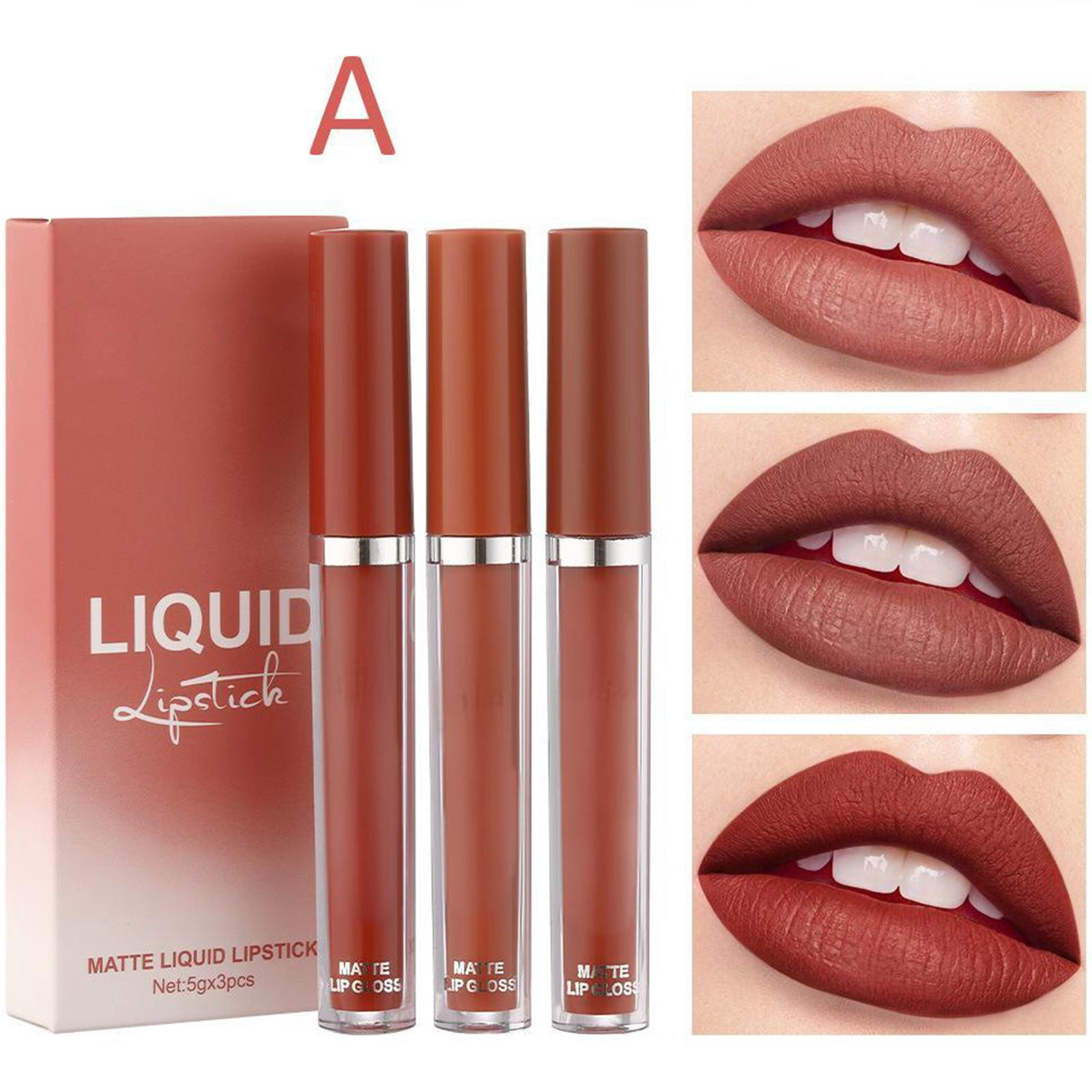 

Long-Lasting Velvet Matte Lipstick 3Pcs – Water Resistant Daily Liquid Lip Color One Size