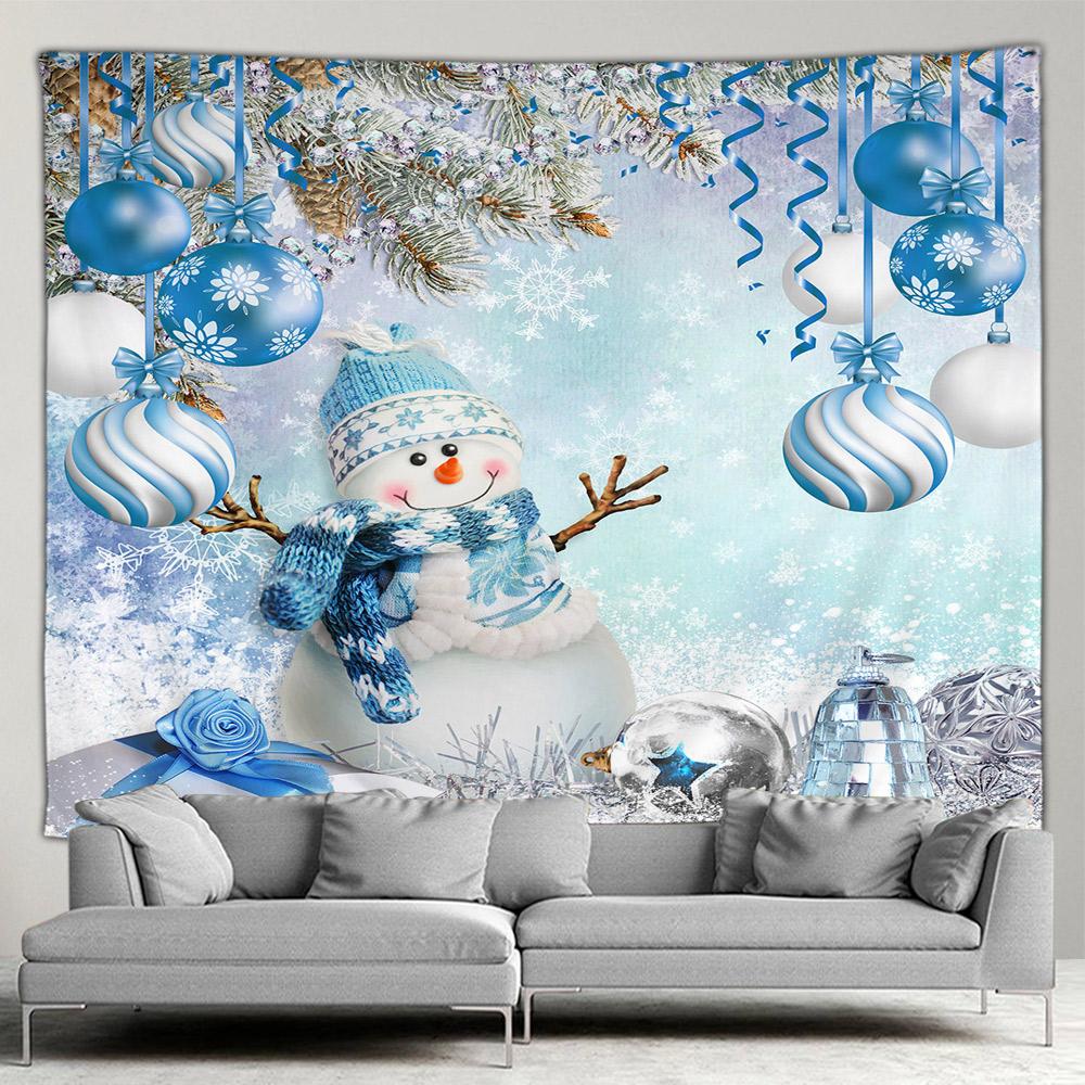 Vánoční krb Velký gobelín Vánoční stromeček Sněhulák Cartoon Cat Noční hvězdná obloha Nástěnná nástěnná deka