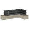 Garden Sofa Set 5 Pcs Light Grey Poly Rattan