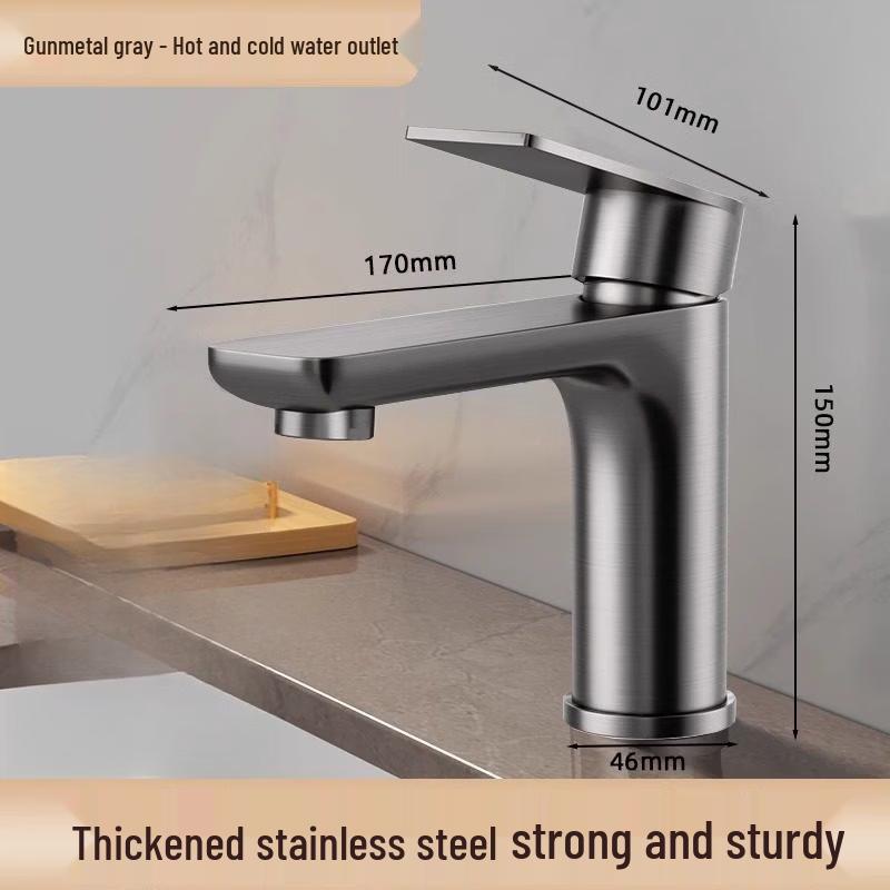 Yuzhuxun HC Gunmetal Grey Stainless Steel Basin Faucet
