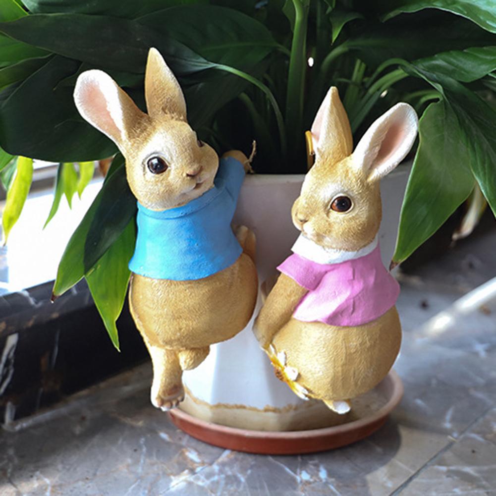 Cute Rabbit Figurine Decoration Resin Landscape Crafts Craft Cute Rabbit Bunny for Garden Flowers Pot Garden Easter Decor