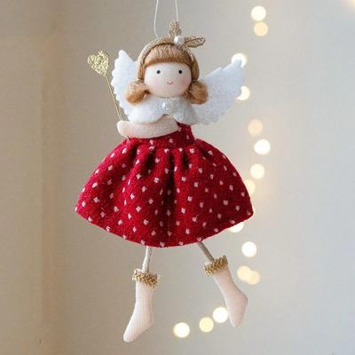 High Quality Cloth Angel Girl Pendant Red White Grey DIY Decor Christmas Tree Decoration Christmas Pendant New Year Party
