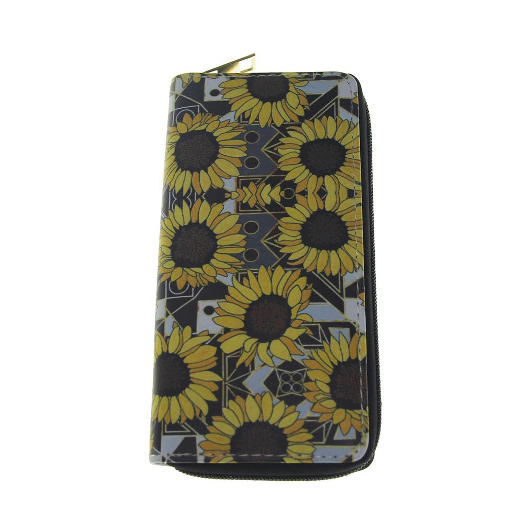 New sunflower long zipper wallet, small floral wallet.