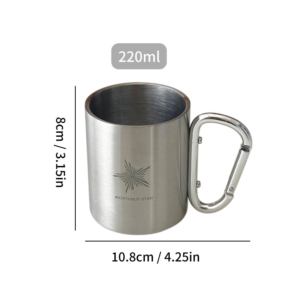 

220/300 мл походная дорожная кружка из нержавеющей стали переносная кружка для кофе и чая с ручкой-карабином походная посуда для питья