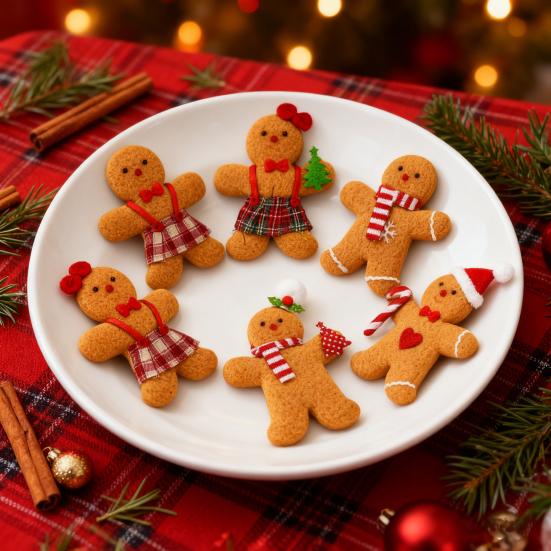 6 Pcs Gingerbread Man Ornaments Fabric Gingerbread Figurine Christmas Tree Decorations for Holiday Home Party Decor