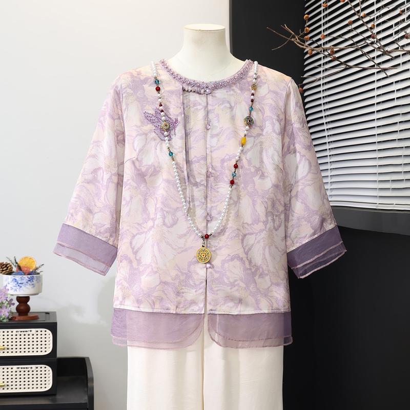 Datang Lady Women's Embroidered New Chinese Style Summer Shirt