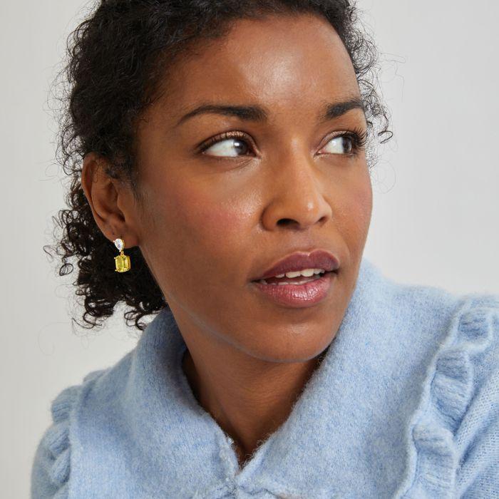 Boucles D'oreilles Luxenter En Argent 925 Avec Padparadscha Finies En or Jaune 18K - Himal