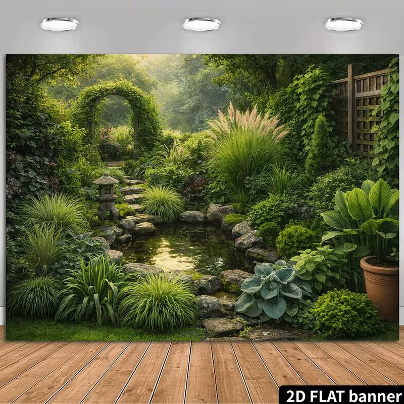 2D Oriental Shade Garden Portrait Photo Backdrop