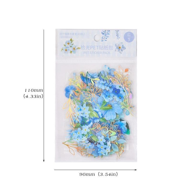 40Pcs/Bag Aesthetic Flower Stickers Pack Fresh Plant Hand Account DIY Material Decorative Stationery Stickers