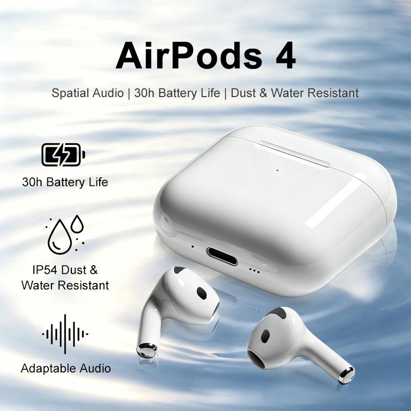 Apple AirPods 4 Tam Kablosuz Kulaklıklar Uzamsal Ses Kuvvet Sensörü Kontrolü Hands Free Kulaklıklar iOS Android Akıllı Telefonlar İçin