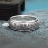 Sterling Silver Blessings Rotating Ring, Unisex Fu Character Enamel Design, Chinese Style Finger Ring, Creative Niche Design