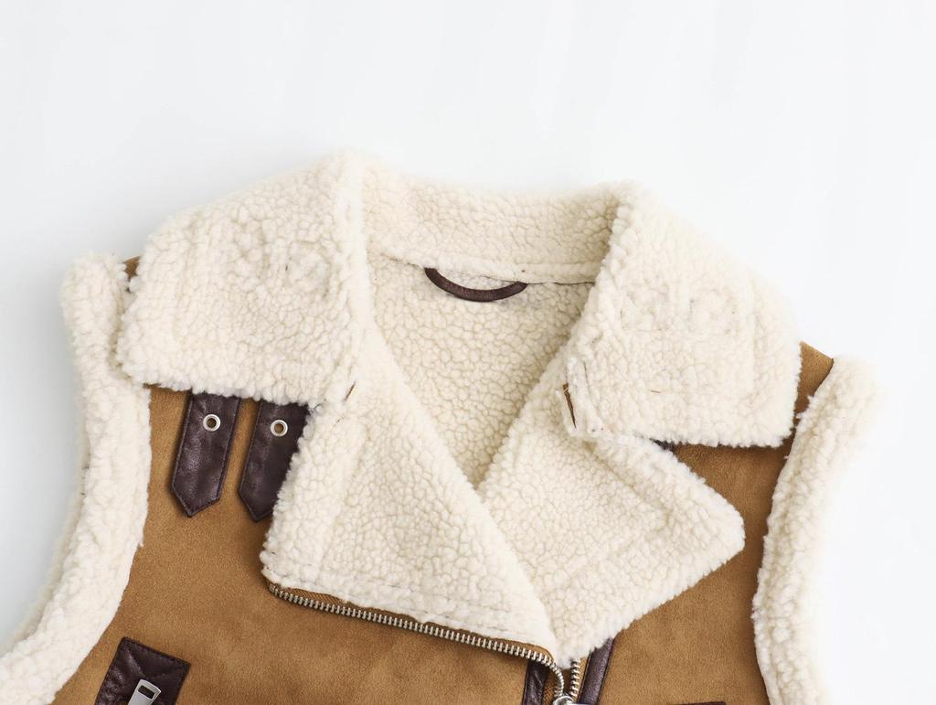 Y 2023 Automne/Hiver Veste zippée à revers en fourrure pour femmes européennes-américaines: Polyvalent & Décontracté