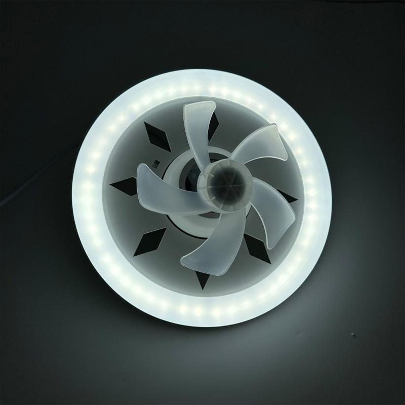 360 Grad Oszillierende Deckenventilatorleuchte mit Fernbedienung & E27 Lampenfassung 3000-6000k für Arbeitszimmer Schlafzimmer Badezimmer