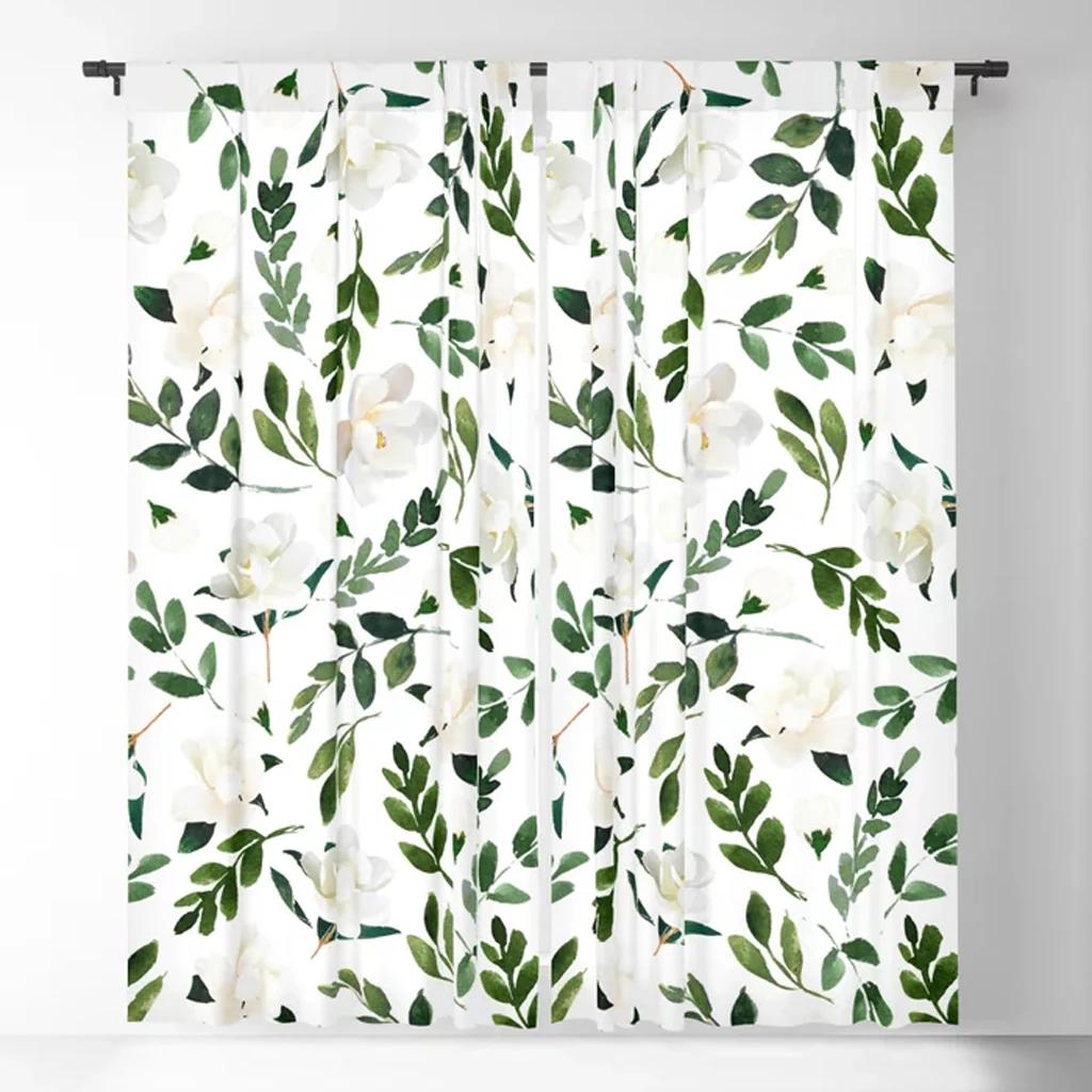 Wildflower Bouquet Botanical Floral Window Curtains for Dining Area Living Room Modern Curtain for Living Room