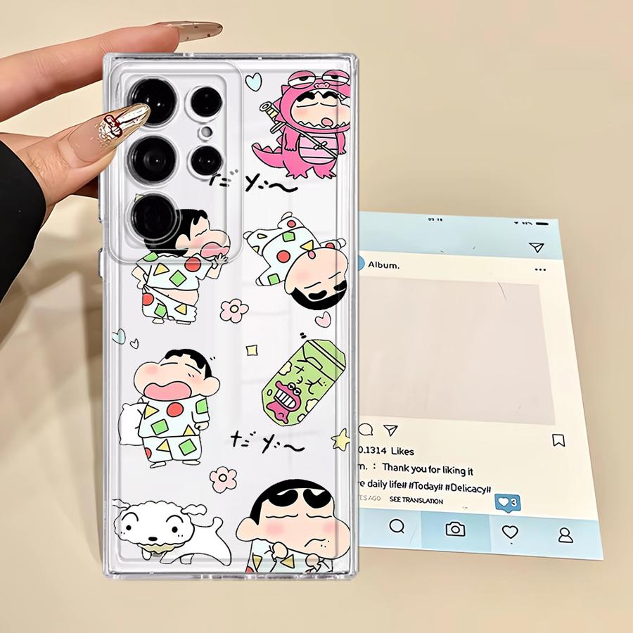 Cartoon Crayons Shinchan Phone Cover Case for Samsung Galaxy Note 20 Ultra 10 S22 FE S21 S24 S25 Edge S20 Plus S23 Ultra S26