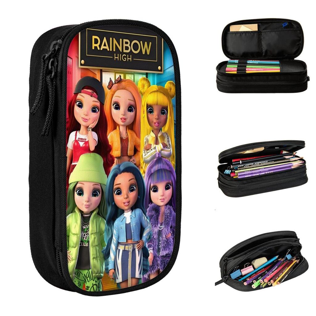 Rainbow High Pencil Case Canvas Pencil Pouch Boy Girl Cute Portable School Pencil Cases Stationery