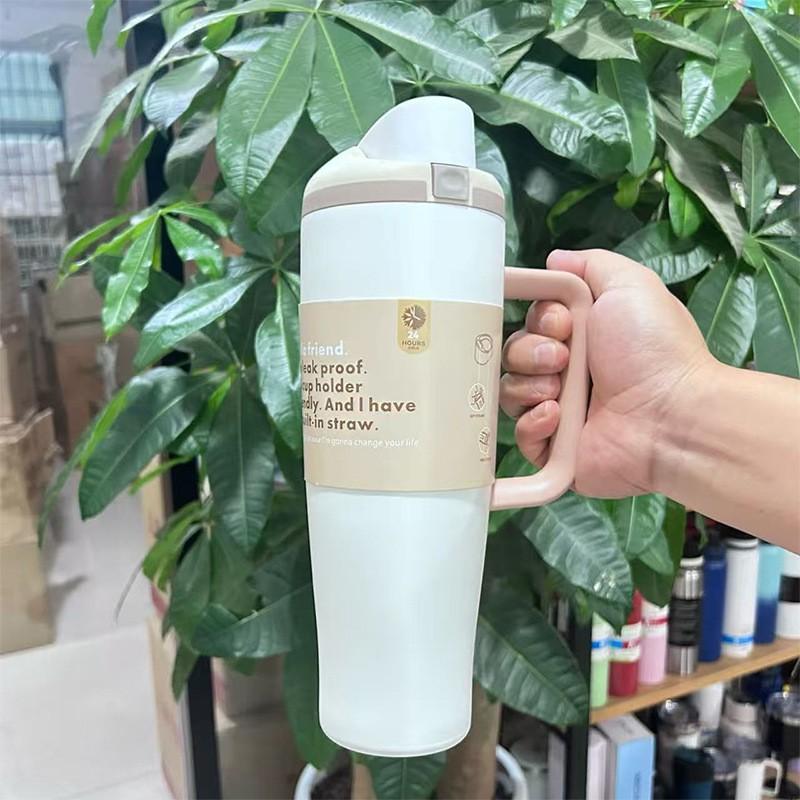 40oz Stainless Steel Vacuum Insulated Travel Mug With Handle Straw Lid Car Office Outdoor Use