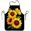 1pc Sunflower and Bud Print Sleeveless Polyester Apron, Unisex for Home Use, Family Kitchen Baking Work Apron