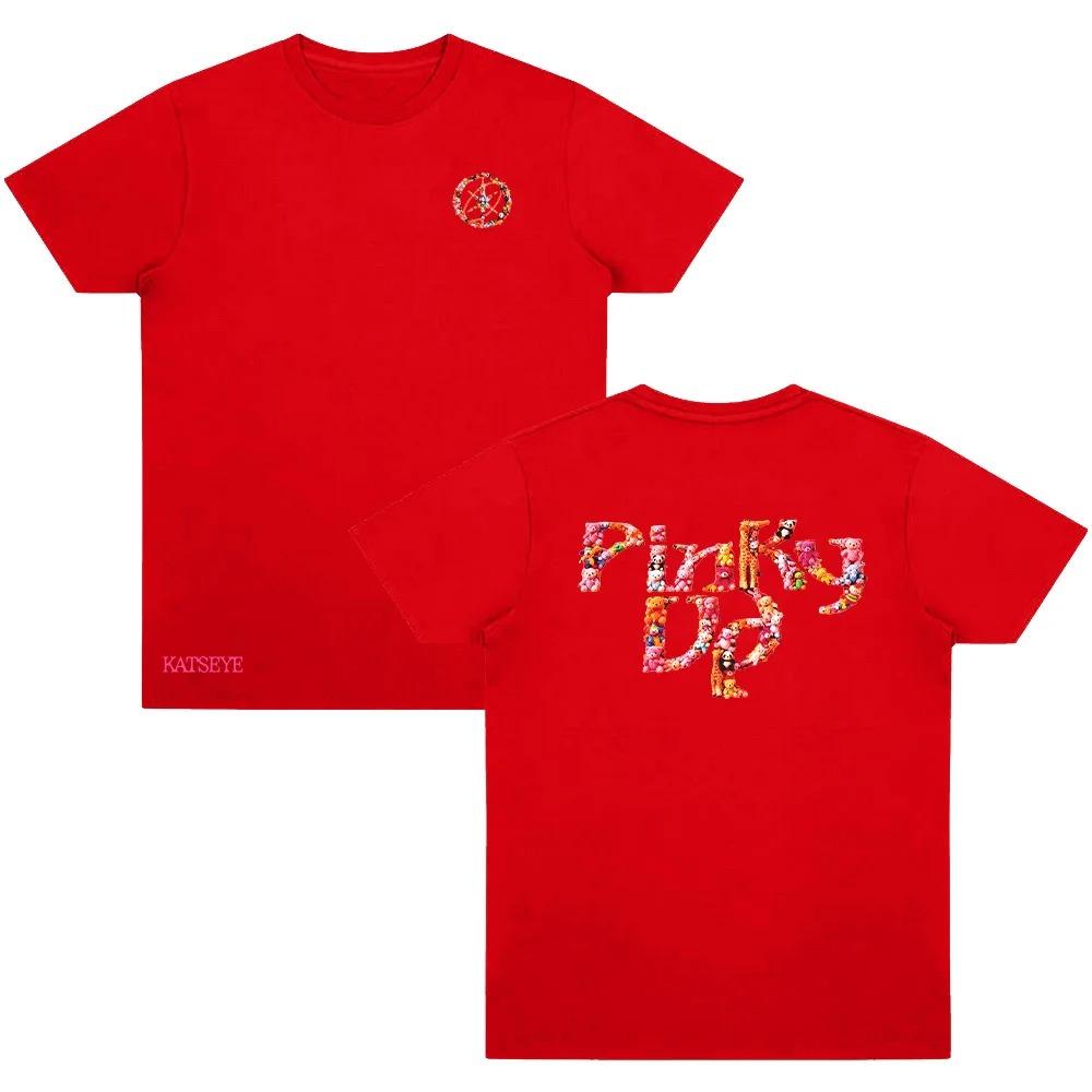 2026 Katseye T-Shirt PINKY UP Cartoon Print T-Shirts Baumwoll-T-Shirt Geschenk für Frau Mann Übergroß Grafisch Kurzarm Sommer Komfort Tops M red