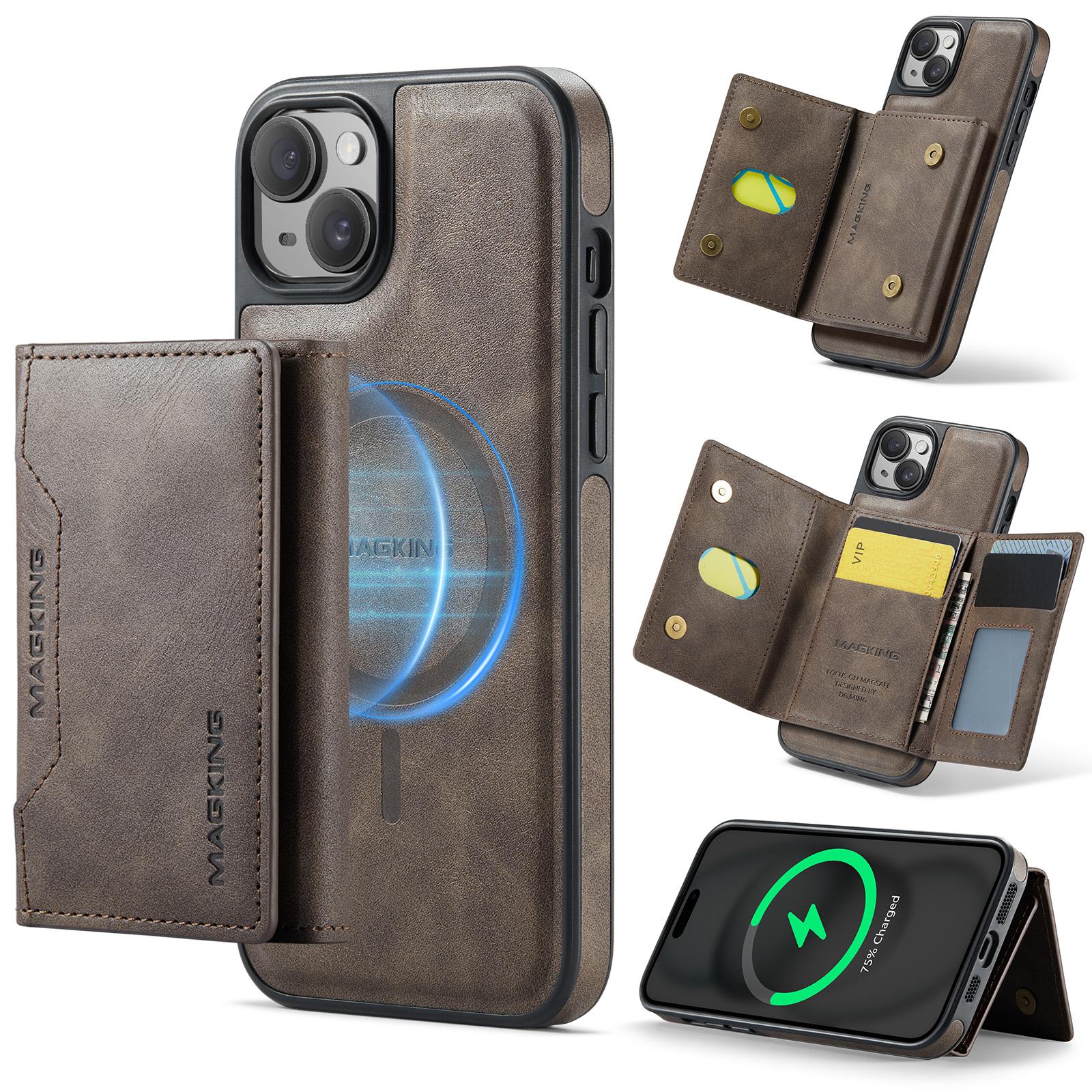 

For iPhone 13 Case Compatible with MagSafe PC+TPU+PU Phone Cover Coffee