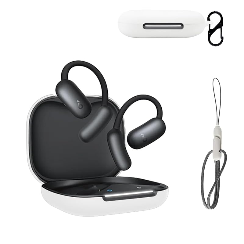 

correspondence For Anker Soundcore AeroFit 2 case cover [RIGFUJUN] Protective cover With carabiner Loss prevention case for earphones Scratch