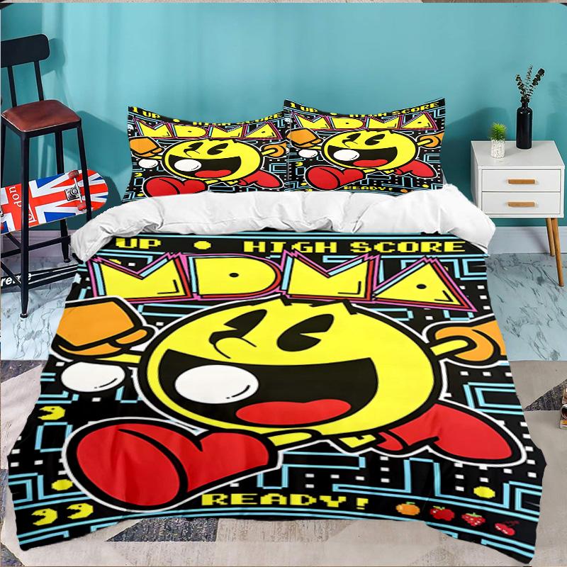3PCS Game PAC Bedding Set,Including 1pc Duvet Cover And 2pcs Pillowcases Perfect for Bedroom, Dormitory, Large size Fan Christmas gift