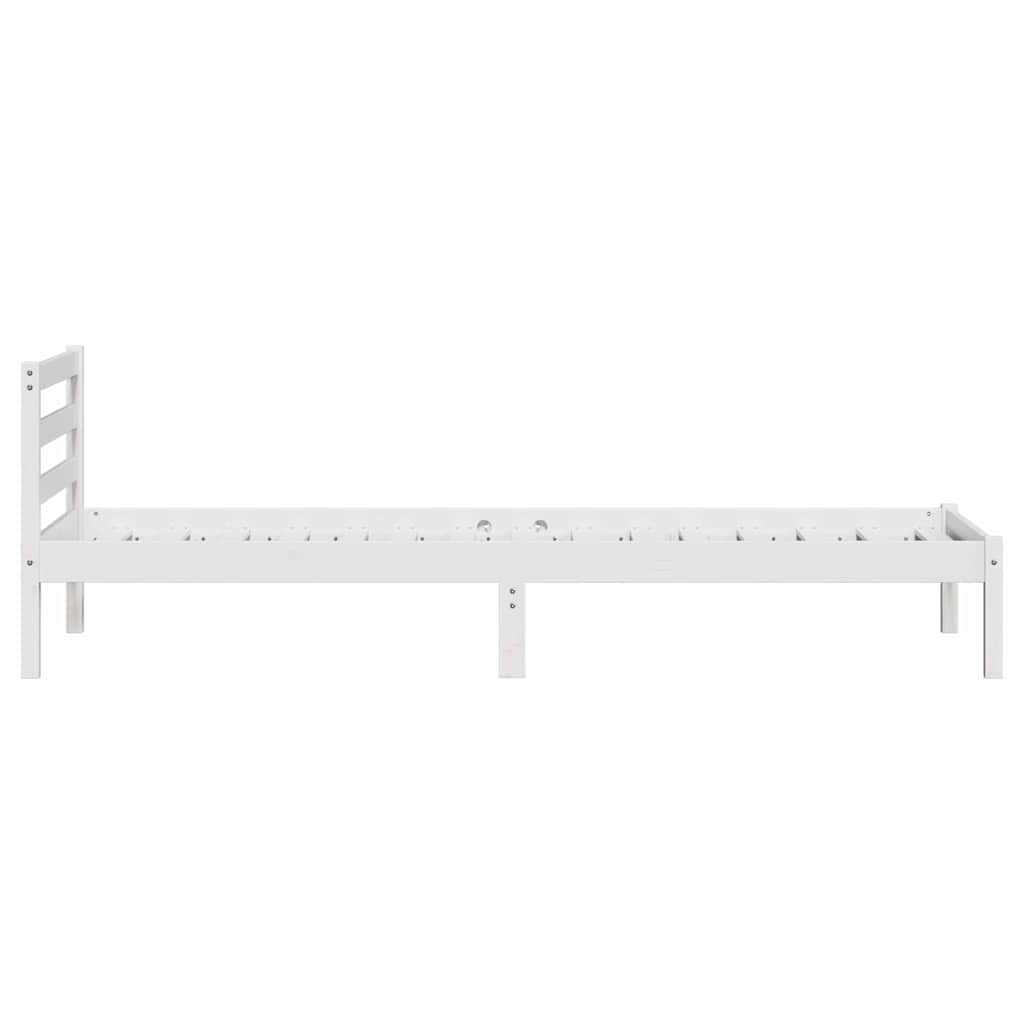 White Bed Frame 215.5 x 85.5 x 69.5 cm Solid Pine Wood