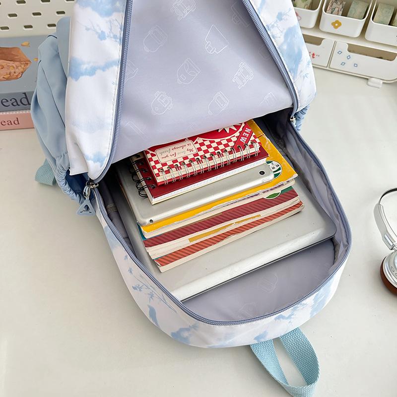 Schoolbag Printed Alphabet Student Male New Backpack Sports Large Capacity Casual Ink Painting Backpack Outdoor Travel School Bag