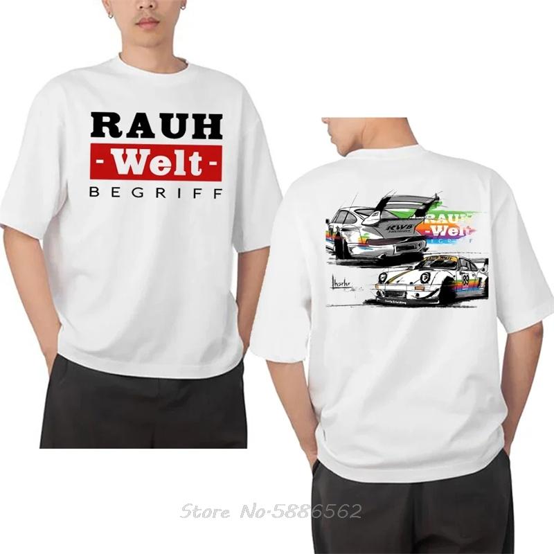 Men s White Cotton T-shirt JDM Race Car Graphic Print Short Sleeve Crew Neck Tuner Enthusiast Streetwear Tops S