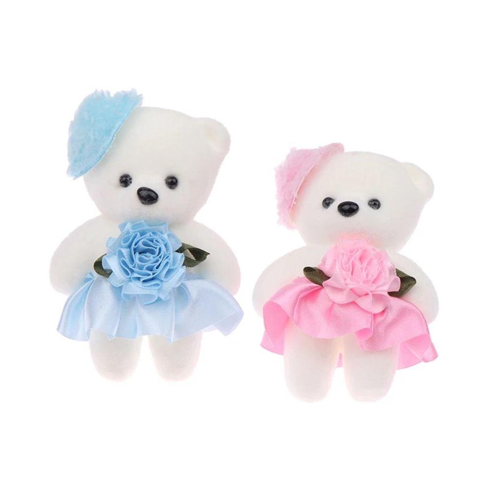 10pcs/set Plush Animal Mini Bear Flower Bouquet Plush Doll Cartoon Bouquet Doll  Girl Birthday Gift
