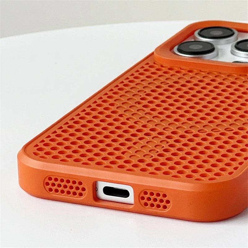 Heat Dissipation Mesh Magsafe Case For iPhone 16 15 12 13 11 14 Pro Max Plus Cooling Breathable Magnetic Wireless Charging Cover