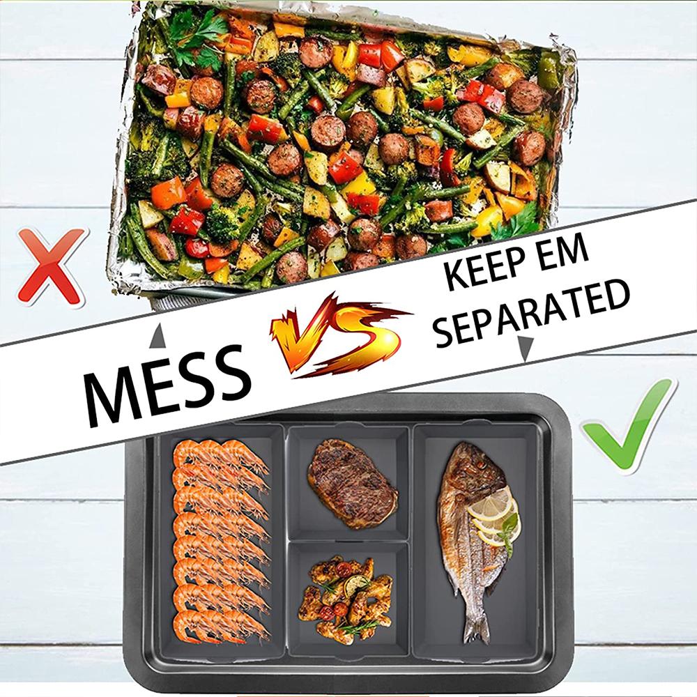 Air Fryer Silicone Baking Pan Nonstick Sheet Pan Dividers Cooking Bakeware Accessories Reusable Baking Trays For Oven Safe
