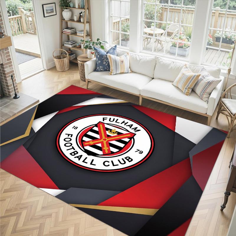 Fulham Football Design Crystal Velvet Carpet Cozy Non?Slip Printed Rug For Bedroom Living Room Entrance